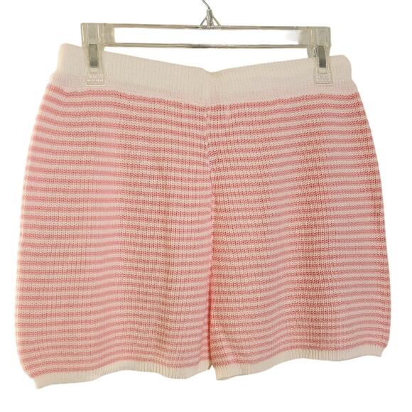 PEACH LOVE NWT Pink & White Stripe Knit Shorts, Size Medium - Picture 2 of 6